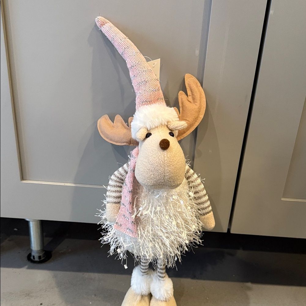 Nordstrom Pink and White Holiday Moose Decor